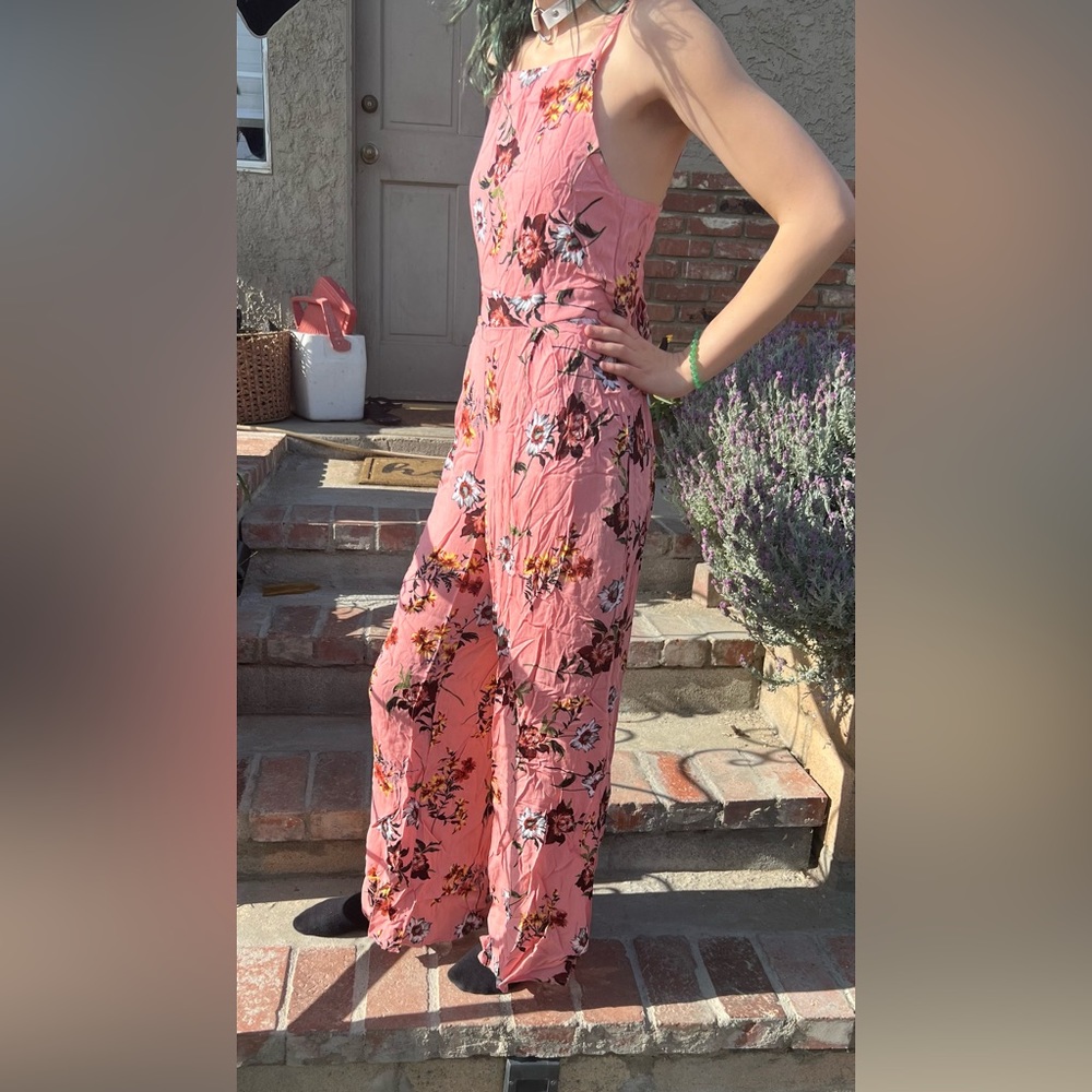 Pink floral romper